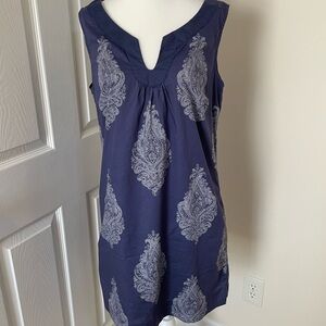 Tommy Hilfiger Navy & White Sleeveless Cotton Shift Dress Women’s Size M